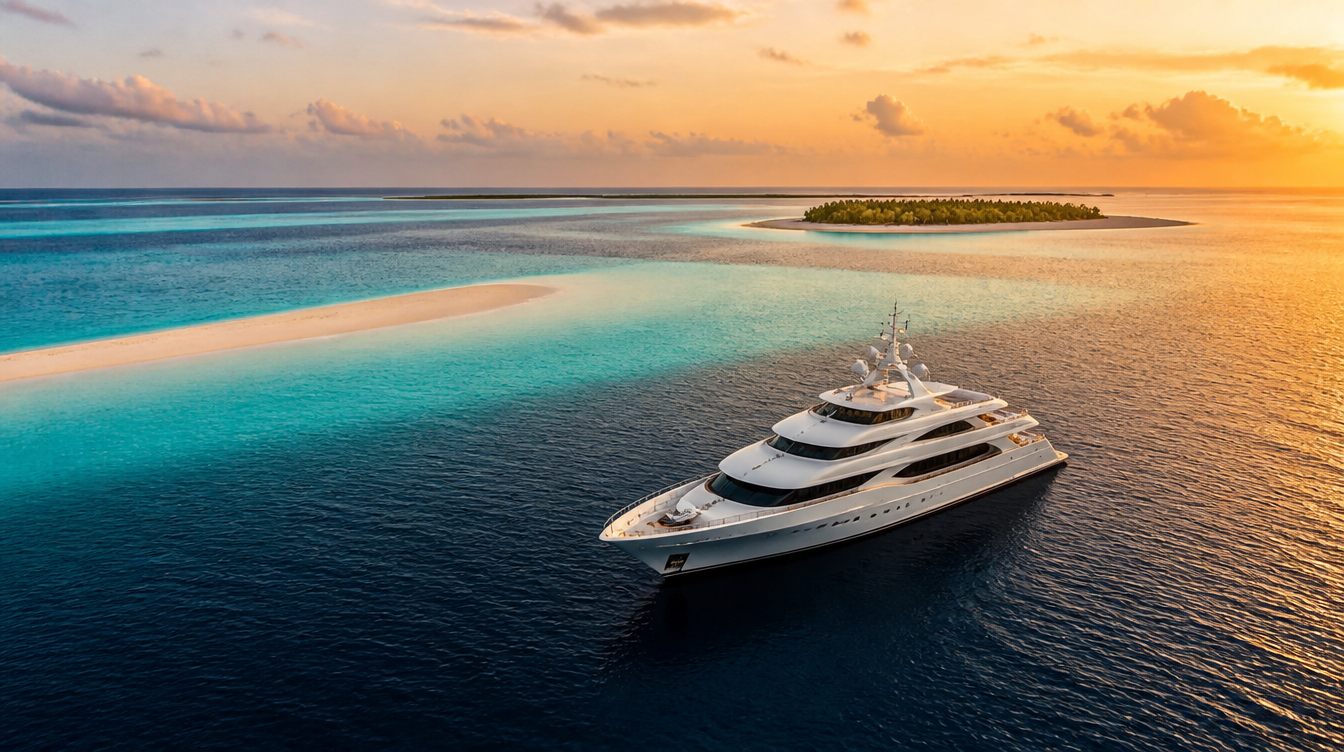 Indian Ocean — superyacht in a Maldives lagoon